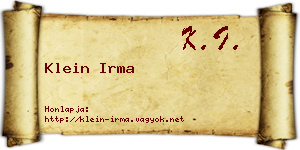Klein Irma névjegykártya