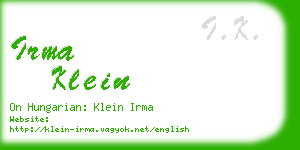 irma klein business card